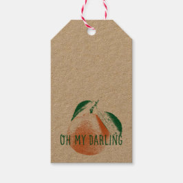 Oh My Darling Clementine Kraft Gift Tags Set von 1 Geschenkanhänger