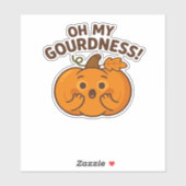 Oh My Gourdness! � Surprised Pumpkin Kawaii Art Cl Aufkleber (Blatt)