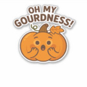 Oh My Gourdness! � Surprised Pumpkin Kawaii Art Cl Aufkleber (Vorderseite)