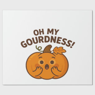 Oh My Gourdness! � Überraschter Kürbis Kawaii Art Geschenkpapier