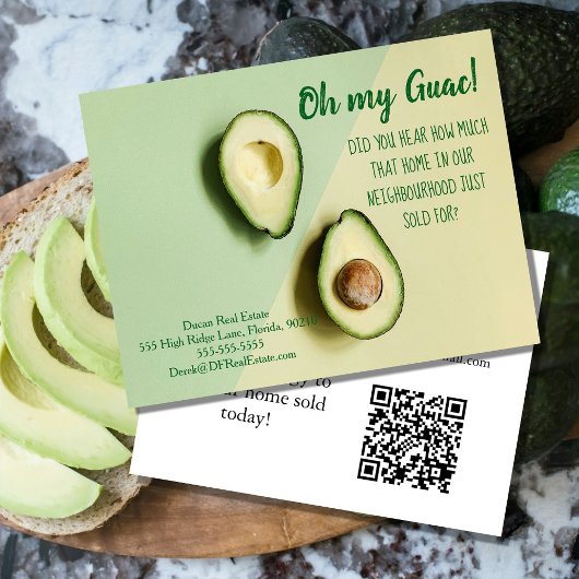 Oh My Guac Realtor Postcard avocado Postkarte