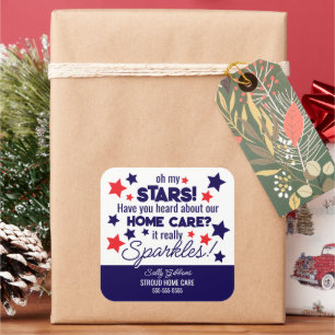 Oh, My Stars - Zuhause Care Betreuer mit Funkeln Quadratischer Aufkleber