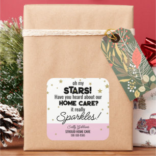 Oh, My Stars - Zuhause Care Betreuer mit Funkeln Quadratischer Aufkleber