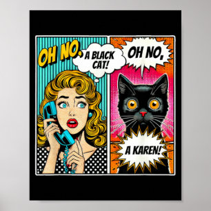 Oh Nein Eine Schwarze Katze Lustiger Comic Katzenl Poster
