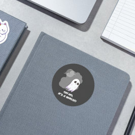 Oh nein, es ist ein Geist! Niedliches, lustiges Sc Runder Aufkleber