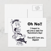Oh nein, ich habe Ihre Valentine Postkarte vergess (Vorne/Hinten)