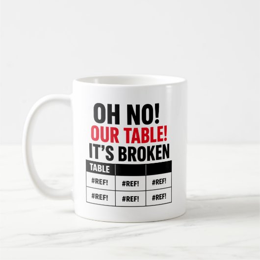 OH NEIN, UNSER TABELLENBLATT IST KAPUTT Spreadshee Kaffeetasse (Links)