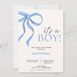 Oh niño eucaliptos modernos globos azules bebé einladung