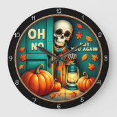 Oh No Not You Again Halloween  Große Wanduhr (Vorderseite)