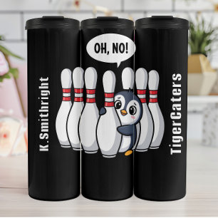 Oh No Pinguin Bowling Graphic Thermosbecher