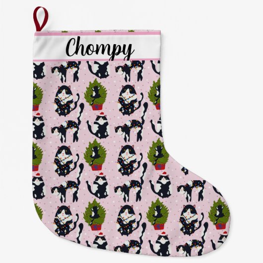 Oh-oh! Die Katze ist im Baum Großer Weihnachtsstrumpf (Vorderseite)