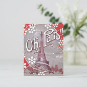 Oh Paris Eiffel Tower Postcard Postkarte (Stehend Vorderseite)