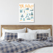 Oh, Paris! | Städtische Typografie Leinwanddruck (Insitu (Schlafzimmer))