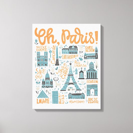 Oh, Paris! | Städtische Typografie Leinwanddruck (Vorderseite)