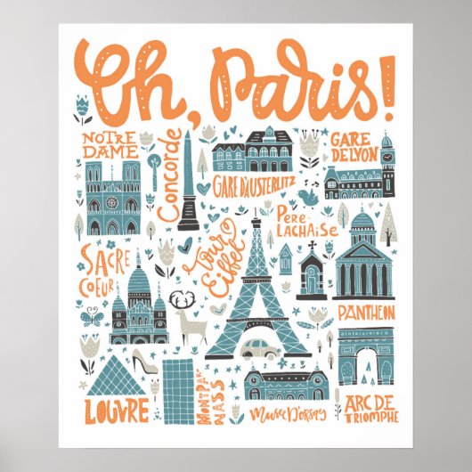 Oh, Paris! | Städtische Typografie Poster (Vorne)