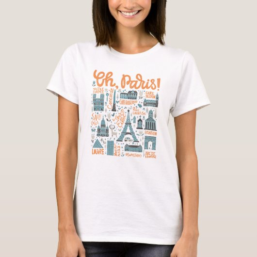 Oh, Paris! | Städtische Typografie T-Shirt (Vorderseite)