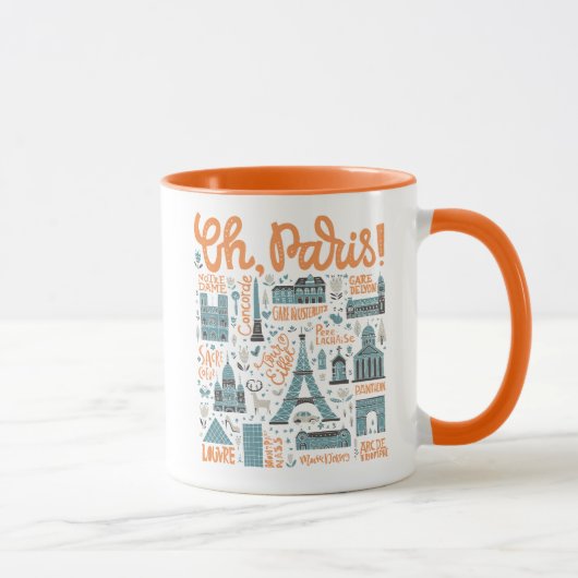 Oh, Paris! | Stadttypographie Tasse (Rechts)