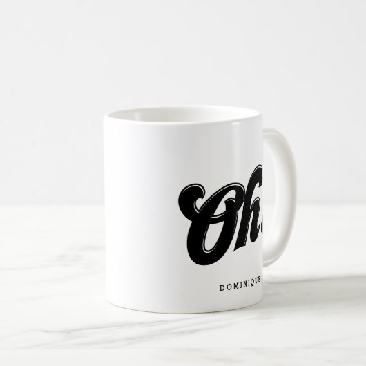 Oh! Personalisierte Retro-Script-Typografie Kaffeetasse (VorderseiteRechts)