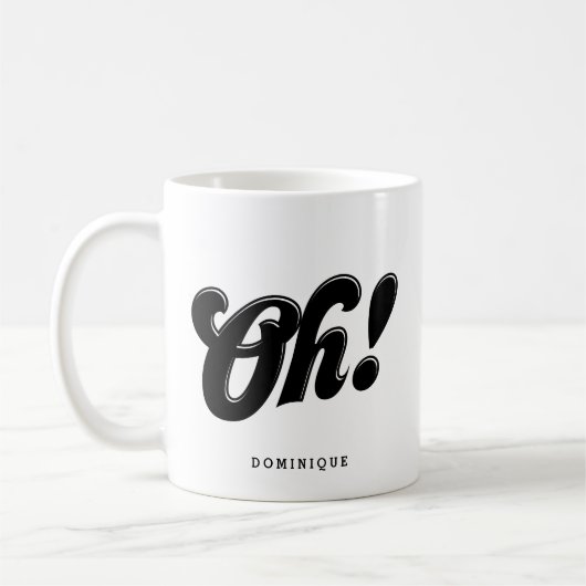 Oh! Personalisierte Retro-Script-Typografie Kaffeetasse (Links)