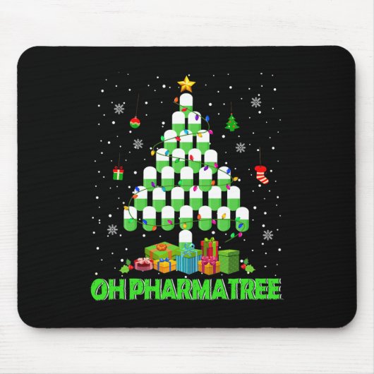 Oh Pharmatree Weihnachtsbaum Apotheke Medikamente  Mousepad (Vorne)