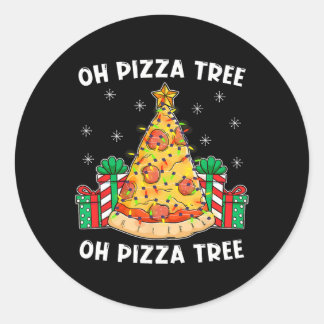 Oh Pizza Tree Xmas Food Present Christmas Pizza Tr Runder Aufkleber