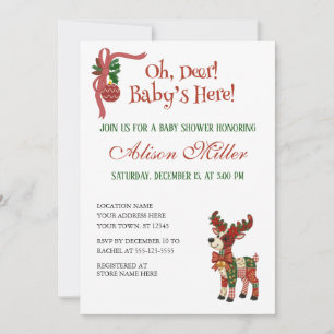 Oh, Reh! Baby ist da! – Weihnachts-Baby-Party Einladung