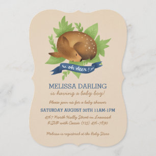 "Oh Reh!" Niedliche Woodland Themed Boy Kinderdusc Einladung