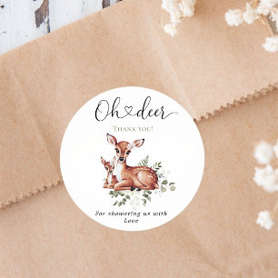 Oh Reh Wasserfarbe Floral Baby Shower Runder Aufkleber
