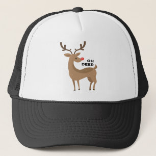 Oh roter gerochener Ren-lustiger Entwurf Rudolphs Truckerkappe