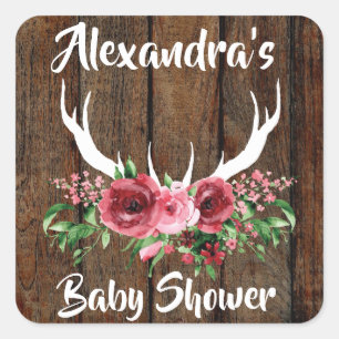 Oh Rotwild-Babyparty-Bevorzugungs-Aufkleber Quadratischer Aufkleber