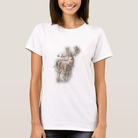 Oh Rotwild - Rotwild-Aquarell-Illustration T-Shirt (Vorderseite)