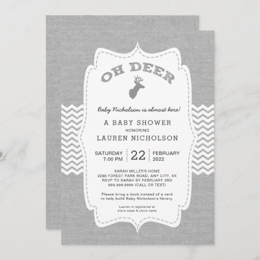 OH-ROTWILD sträuben sich Babyparty, rustikales Einladung (Vorne/Hinten)