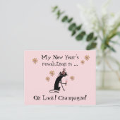 Oh, schau! Champagne! Neujahrskatze Feiertagspostkarte (Stehend Vorderseite)