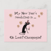 Oh, schau! Champagne! Neujahrskatze Feiertagspostkarte (Vorderseite)