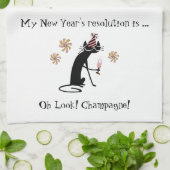 Oh, schau! Champagne! Neujahrskatze Geschirrtuch (Gefaltet)