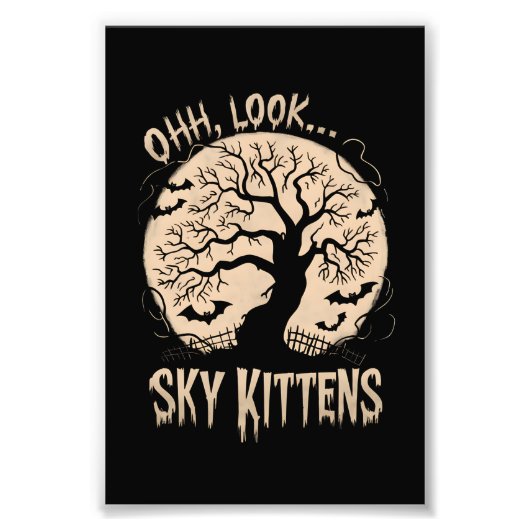 Oh schau Sky Kittens Halloween Funny Bats Lover Fotodruck (Vorne)