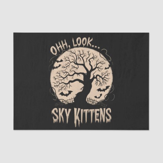Oh schau Sky Kittens Halloween Funny Bats Lover Seidenpapier (Vorderseite)