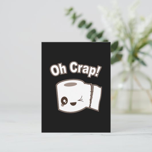 Oh Scheiße (Toilettenpapier) Postkarte (Stehend Vorderseite)