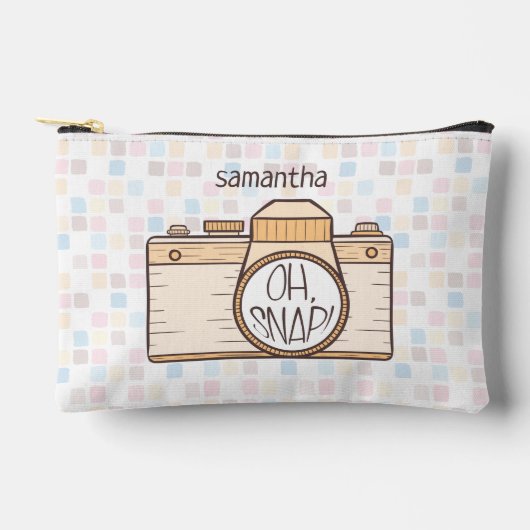 Oh, schläfst! gelbe Pastellkamera Zubehörtasche (Vorderseite)
