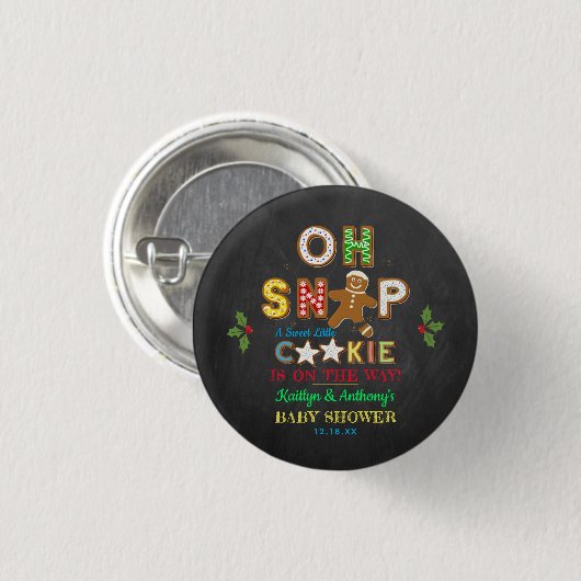 Oh, schläfst! Gingerbrei Cookie Kinderdusche Button (Vorne & Hinten)