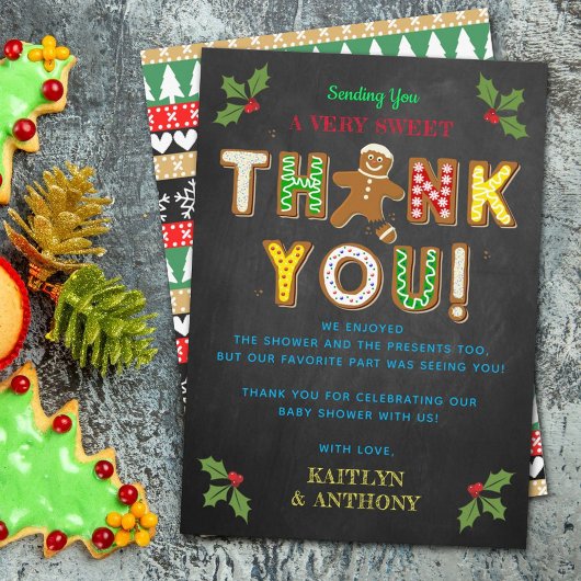 Oh, schläfst! Gingerbrei Cookie Kinderdusche Dankeskarte