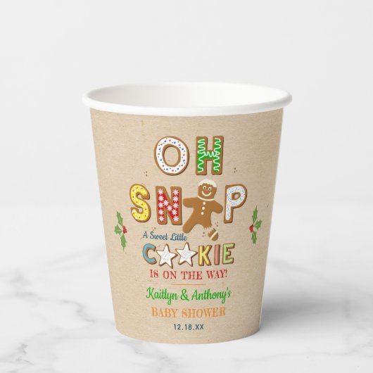 Oh, schläfst! Gingerbrei Cookie Kinderdusche Pappbecher (Rückseite)
