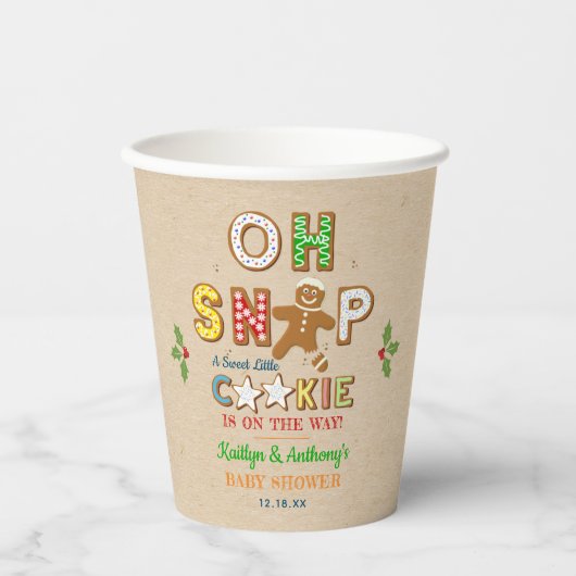Oh, schläfst! Gingerbrei Cookie Kinderdusche Pappbecher (Vorderseite)