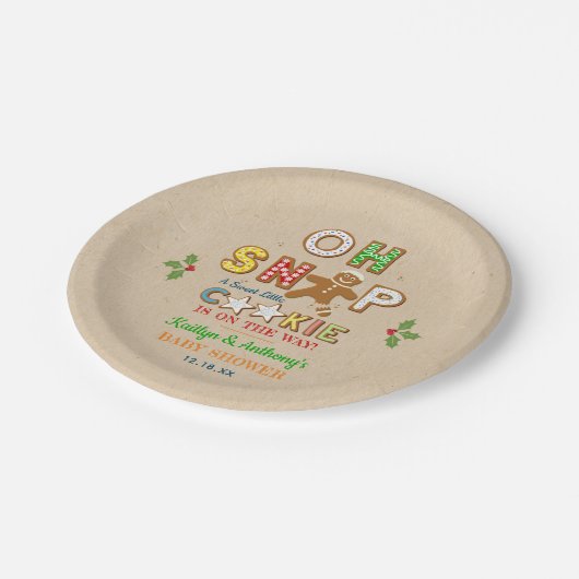 Oh, schläfst! Gingerbrei Cookie Kinderdusche Pappteller (Schrägansicht)