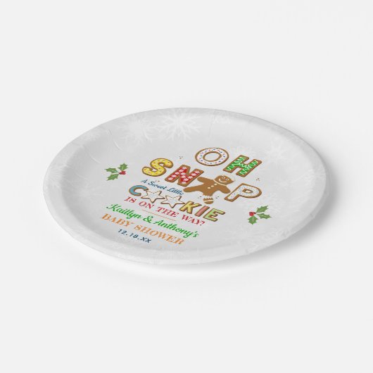 Oh, schläfst! Gingerbrei Cookie Kinderdusche Pappteller (Schrägansicht)