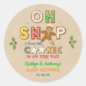 Oh, schläfst! Gingerbrei Cookie Kinderdusche Runder Aufkleber (Vorderseite)