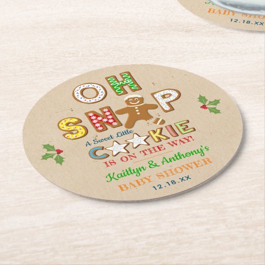 Oh, schläfst! Gingerbrei Cookie Kinderdusche Runder Pappuntersetzer (Angewinkelt)