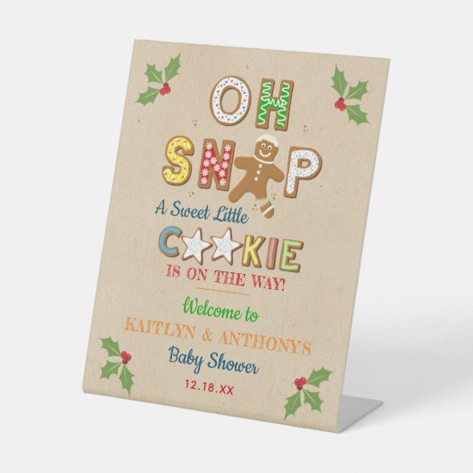 Oh, schläfst! Gingerbrot Cookie Kinderdusche Begrü Sockelschild (Vorderseite)