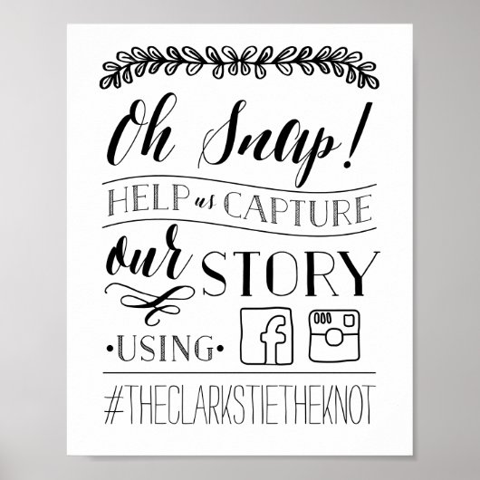 Oh, schläfst! | Hochzeitshashtag Zeichen Schwarz u Poster (Vorne)