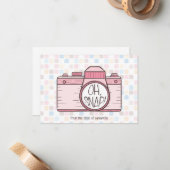 Oh, schläfst! Pink Pastellkamera Mitteilungskarte (Vorderseite/Rückseite Beispiel)